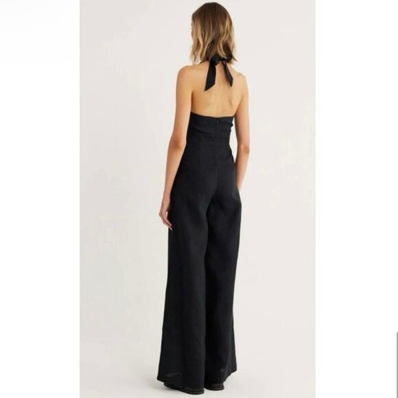 Rumer Freya Black Linen Jumpsuit Medium Anthropologie - Picture 3 of 5